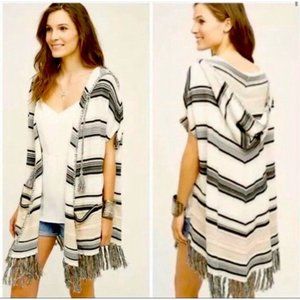 S1 Anthropologie Moth sweater hoodie xs small tassel poncho style tunic